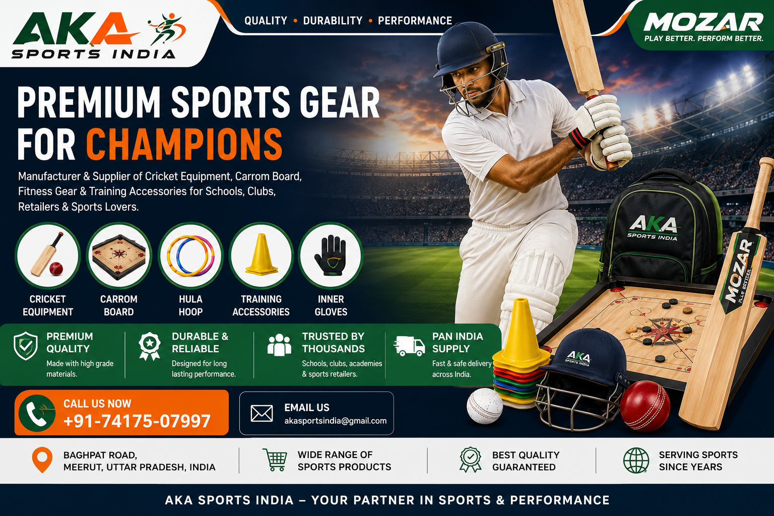 AKA Sports India premium sports gear banner
